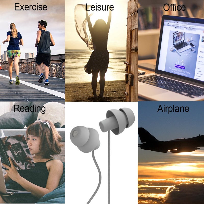MAXROCK (TM Unique Total Soft Silicon Sleeping Headphones Earplugs Earbuds with Mic for Cellphones,Tablets and 3.5 mm Jack Plug (Grey) - Image 5